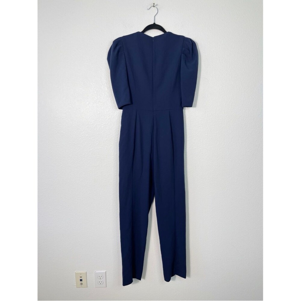NEW Black Halo Russo Jumpsuit Puff Sleeve in Pacific Blue Size 4 Straight Leg - Picture 7 of 11